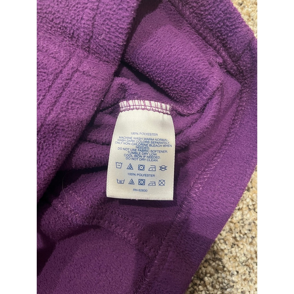 Lands End Womens XL Full Zip Fleece Jacket Purple Mock Neck Soft Warm Coat - Picture 7 of 8